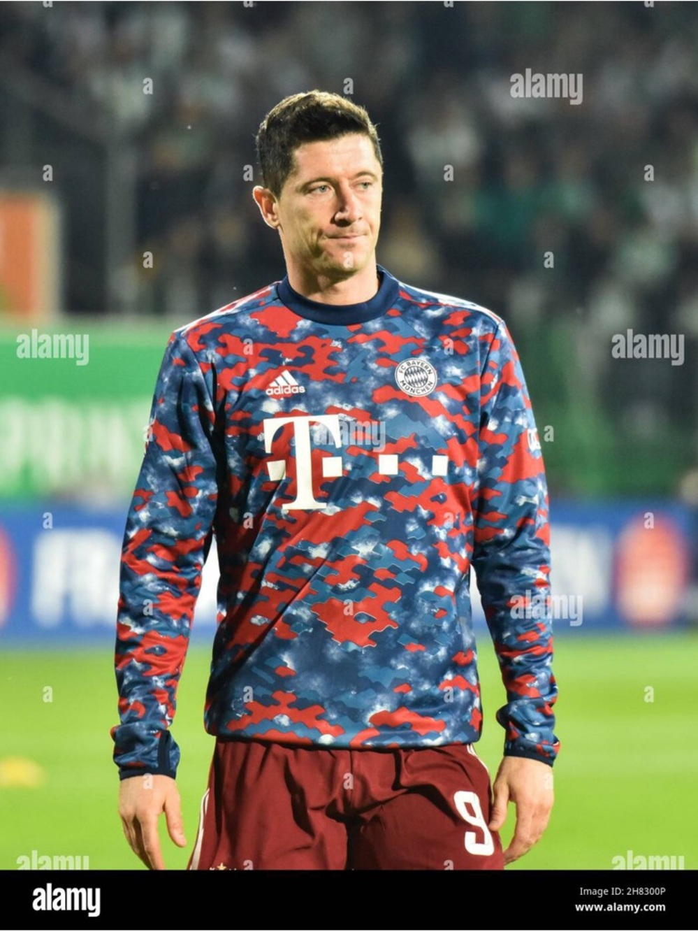 RARE Adidas FC Bayern München 2021/22 Pre-Match Warm Up Jersey Camo Navy Red L